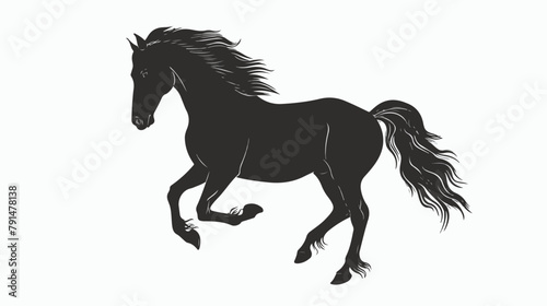 Horse silhouette. Stallion in rearing pose shadow 