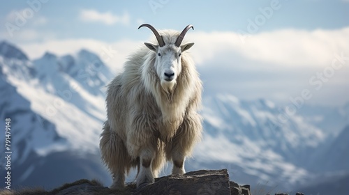 mountain goat on a mountain slope photo