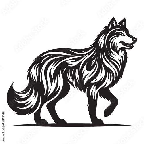 Silhouette of a wolf vector illustration isolated