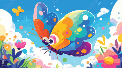 Fototapeta Naklejka Na Ścianę i Meble -  Cute butterfly cartoon 2d flat cartoon vactor illus