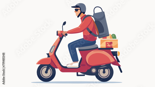 Courier delivery service man riding scooter