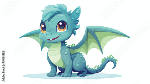 Cute cartoon dragon. Vector illustration isolated o