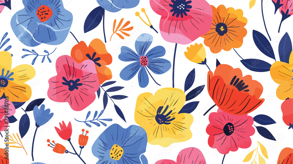 Creative fancy flowers seamless pattern