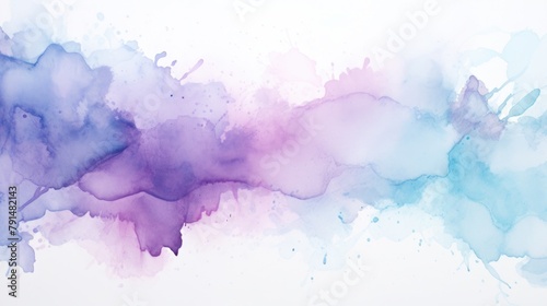 watercolor spattered on a white background, colors of light blue and light purple photo