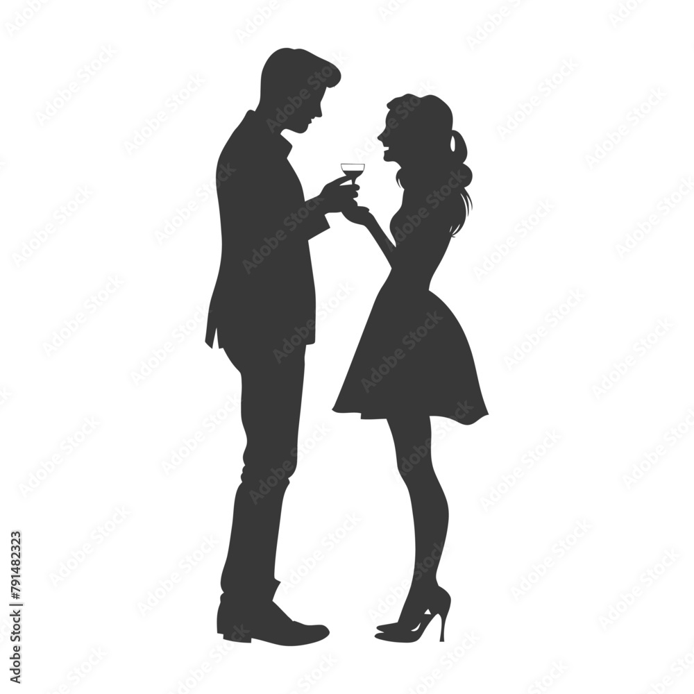 Silhouette wedding proposal by couple black color only Silhouette wedding proposal by couple black color only