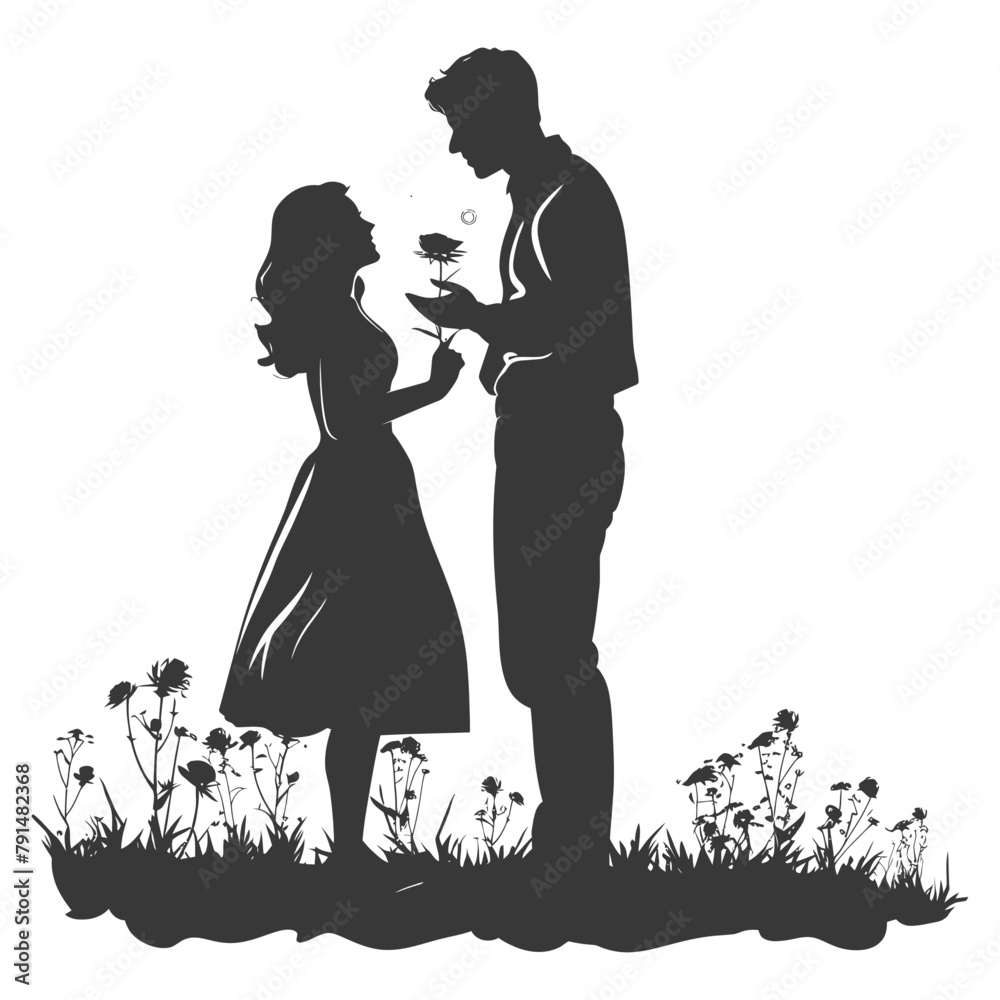 Silhouette wedding proposal by couple black color only Silhouette wedding proposal by couple black color only