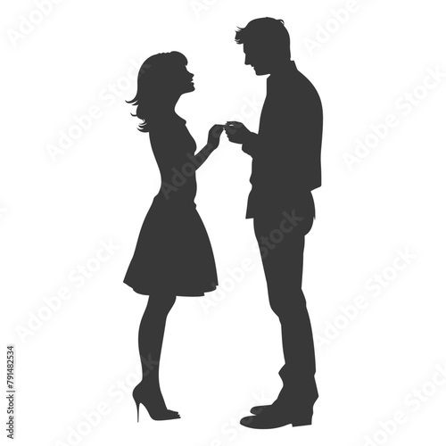 Wallpaper Mural Silhouette wedding proposal by couple black color only Torontodigital.ca