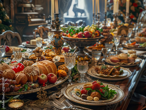 The conviviality of a festive banquet, laid with the splendor befitting a king's table, where each place setting invites a story and the shared bounty of companionship