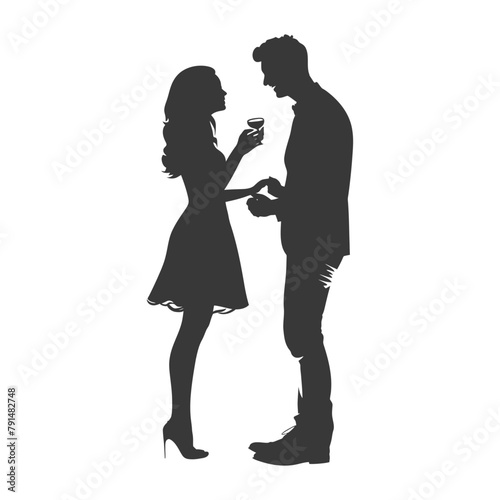 Wallpaper Mural Silhouette wedding proposal by couple black color only Torontodigital.ca