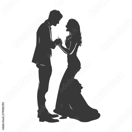 Wallpaper Mural Silhouette wedding proposal by couple black color only Torontodigital.ca