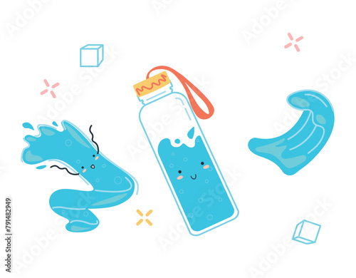 Cute water illustration. Health, relaxation concept in flat style.