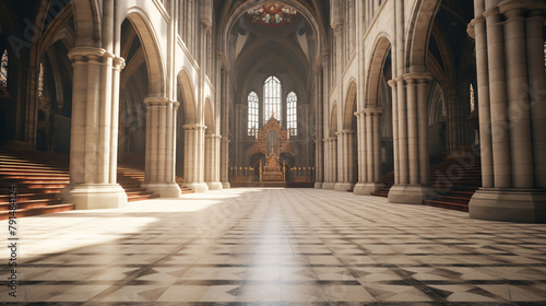 Interior of the church - empty hall of church © alexkich