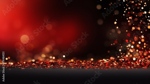 Red glitter vintage lights background. defocused © alexkich