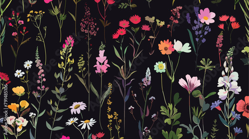 Botanical seamless pattern with romantic wild bloomin