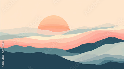 Mountain Landscape with Sun