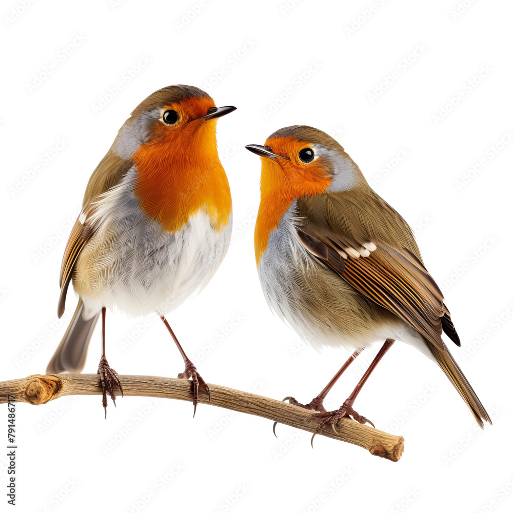 Beautiful Robins Isolated On White Background Beautiful Robins Isolated On White Background