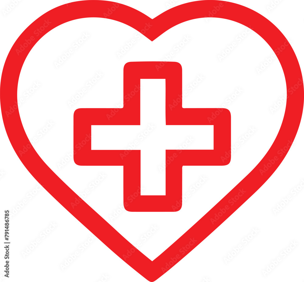 Medical Cross on Heart symbol line vector illustration. Medical Cross on Heart symbol line vector illustration.