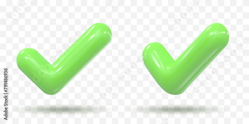 3d icon approved. check mark icon isolated