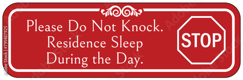Do not knock the door warning sign