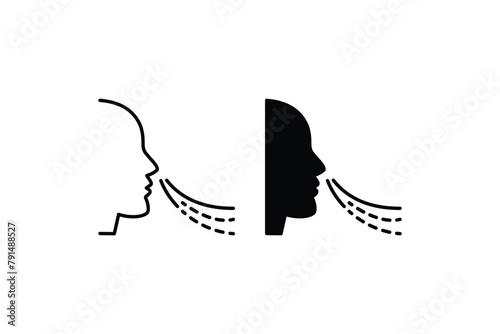 Breathing icon set. Breath difficulties sign. Respiration problems symbol. vector illustration on white background