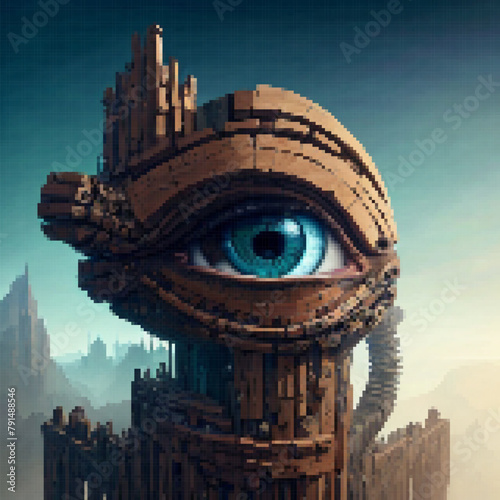 Large futuristic building w...