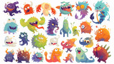 Cute monster characters set vector illustration. Ca
