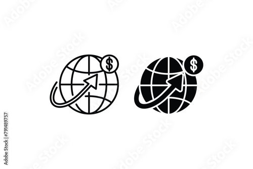 International money transfer icon. Get paid from another country. Payment method. vector illustration on white background.