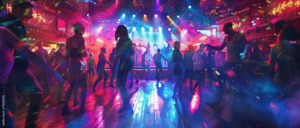 Dynamic Club Scene: Vibrant Energy of Dance and Celebration Dynamic Club Scene: Vibrant Energy of Dance and Celebration