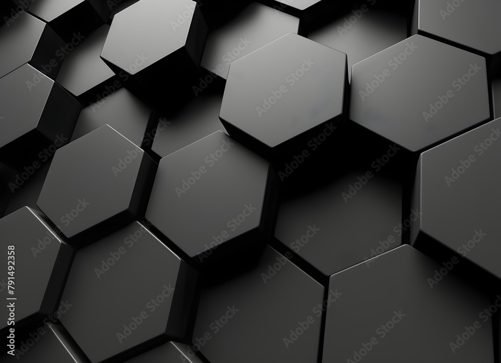 3d black background with hexagon pattern, high resolution, high quality, black color theme, depth of field, dark gray gradient in background 3d black background with hexagon pattern, high resolution, high quality, black color theme, depth of field, dark gray gradient in background