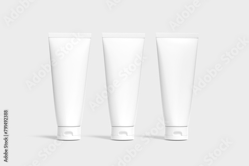 Blank cosmetic bottle with paper box mockup isolated on white background- 3d rendering.