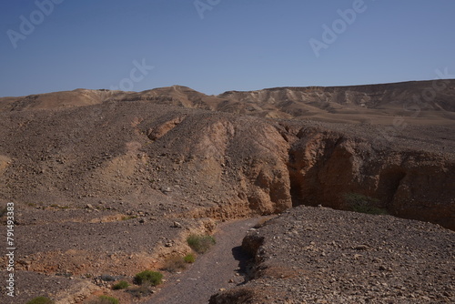 The dried up river bed - the path to the Red Canyon, in the national reserve - the Red Canyon , near Eilat, in southern Israel