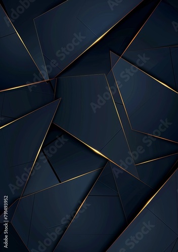 Dark blue background with golden lines, a dark geometric pattern for business presentation design
