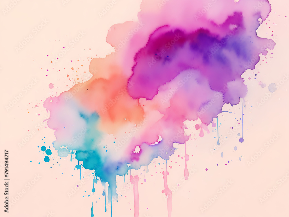 abstract background watercolor rainbow strokes, splashes, texture pattern, element, AI generated