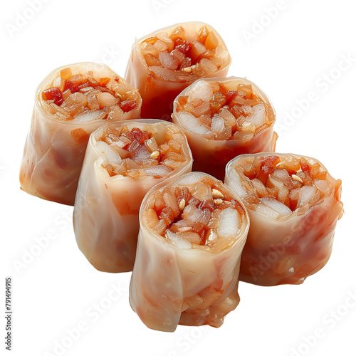 Tasty Rutana Red Rice Rolls Isolated On White Background photo