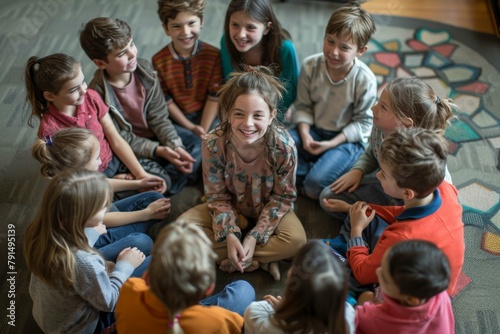 Engaged Learning: Nursery School Kids Listening Teacher
