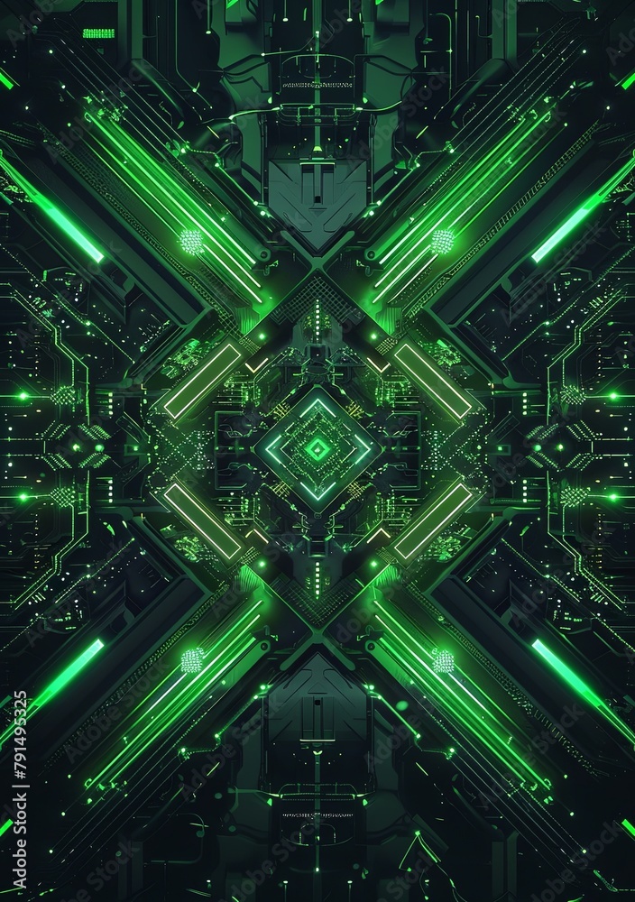 abstract digital background, cyberpunk style, green neon lights, geometric shapes, dark black and white color scheme abstract digital background, cyberpunk style, green neon lights, geometric shapes, dark black and white color scheme