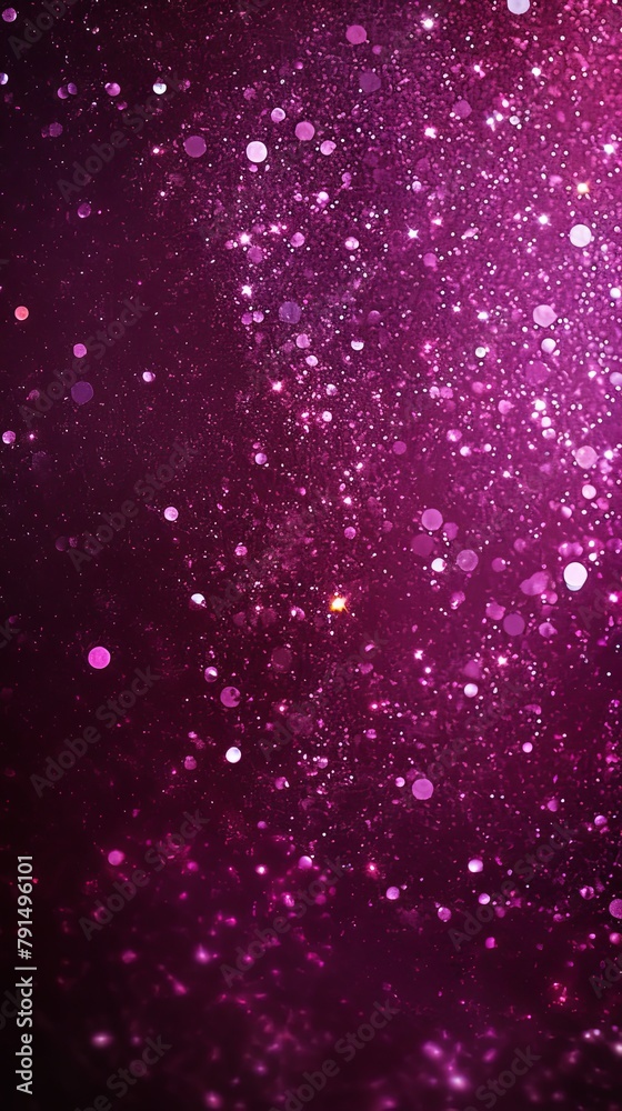 Magenta glitter texture background with dark shadows, glowing stars, and subtle sparkles with copy space for photo text or product, blank empty 