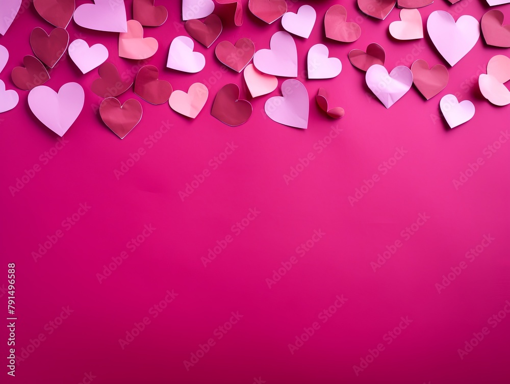 magenta hearts pattern scattered across the surface, creating an adorable and festive background for Valentine's Day