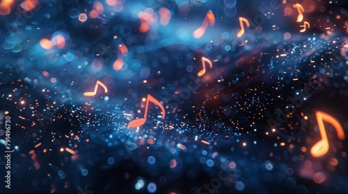 Vibrant symphony of digital music notes encapsulates the harmony between sound and technology