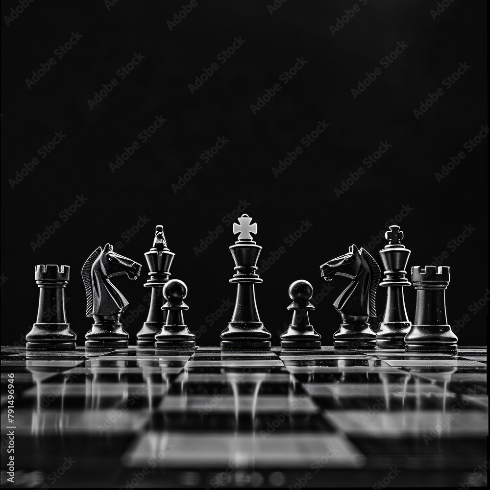 Naklejka premium A high-quality image commemorating International Chess Day, showcasing a classic chessboard with intricately detailed pieces arranged strategically, emphasizing the game's intellectual depth