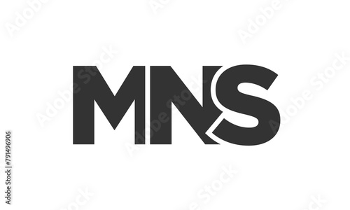 MNS logo design template with strong and modern bold text. Initial based vector logotype featuring simple and minimal typography. Trendy company identity. photo