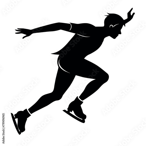 a man skating vector silhouette black color illustration