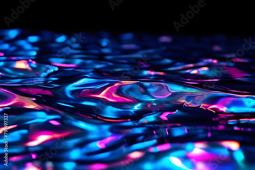 Futuristic holographic background with glossy liquid iridescent effect