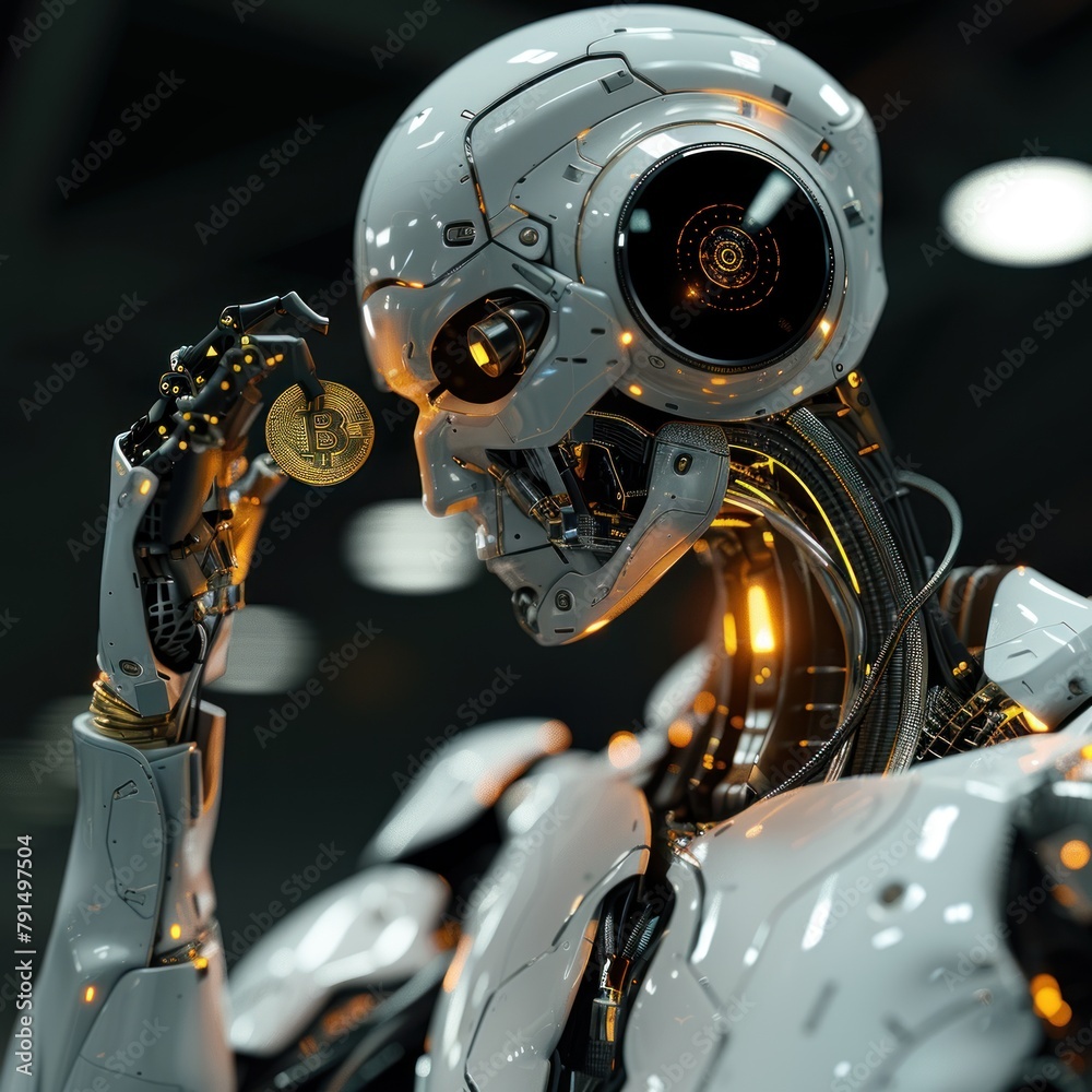 Fototapeta premium full body robot electronics background