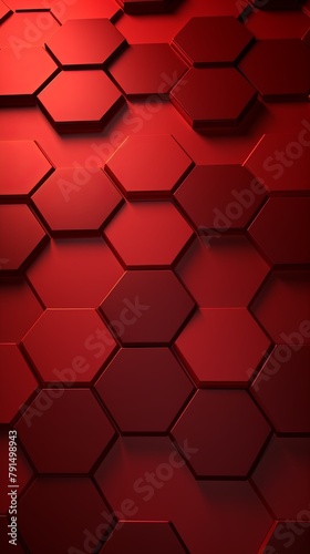 Maroon background with hexagon pattern, 3D rendering illustration. Abstract maroon wallpaper design for banner, poster or cover with copy space 