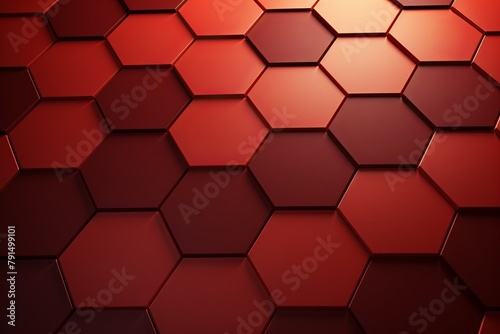 Maroon background with hexagon pattern, 3D rendering illustration. Abstract maroon wallpaper design for banner, poster or cover with copy space 