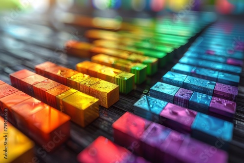 A close-up view of a computer keyboard with a rainbow illumination, highlighting the concept of diversity in technology or creativity in the digital age photo