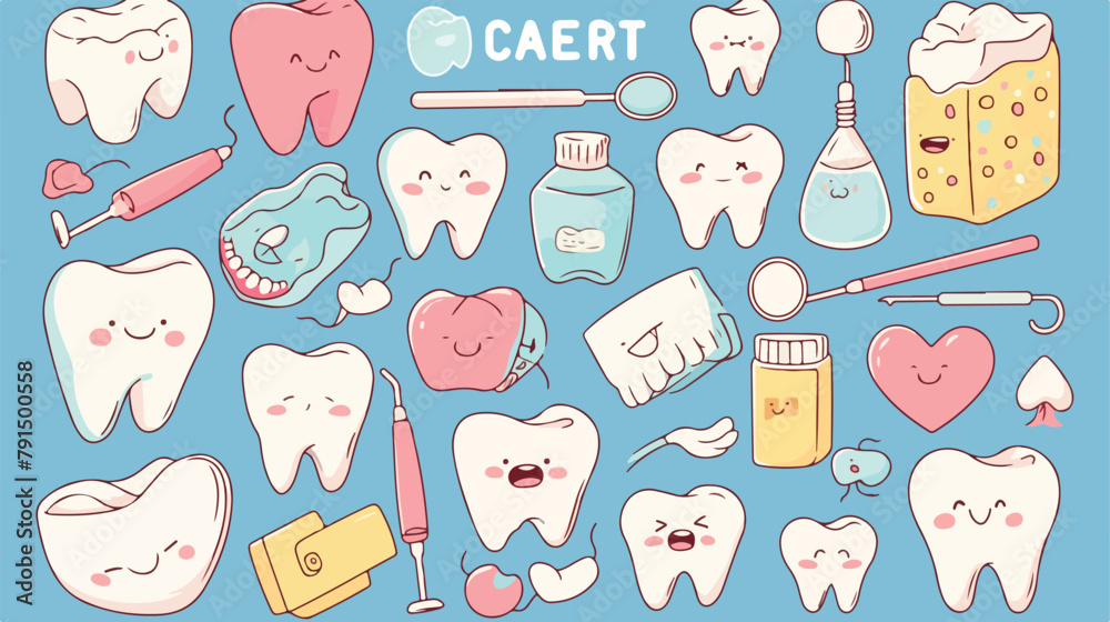 Dental care thin line web icons set. Outline stroke