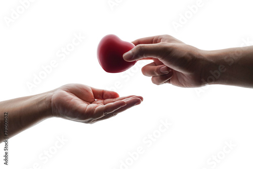 Fotografía Adult hands giving a red heart, health care, organ donation, family life insuran