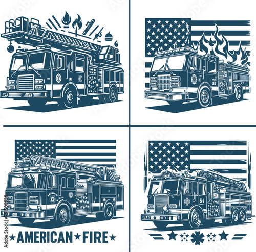 American Flag Fire Truck Vector File , Firefighter Vector, Firefighter Truck, fire truck silhouette fire truck, Firetruck Fireman SVG ,Maltese Cross Svg